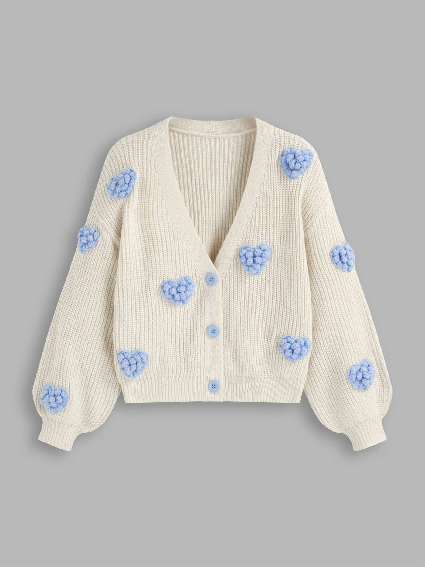 Knit V-neck Heart Cardigan | Cider