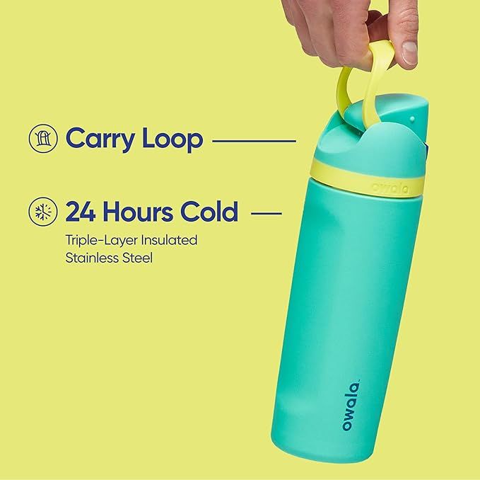 Owala FreeSip Insulated Stainless-Steel Water Bottle with Locking Push-Button Lid, 24-Ounce, Neon... | Amazon (US)