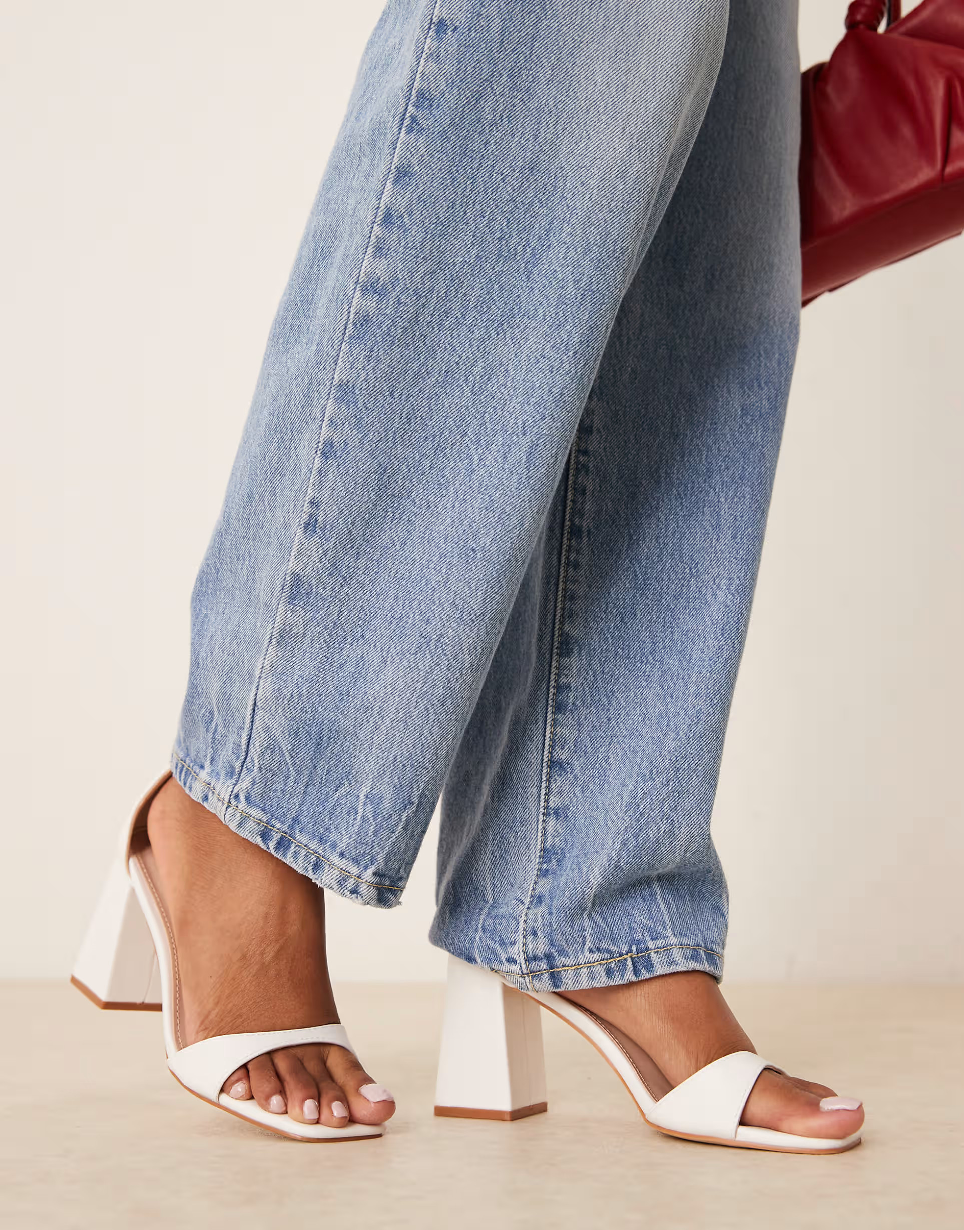 Raid Niya mid block heel sandals in white | ASOS (Global)