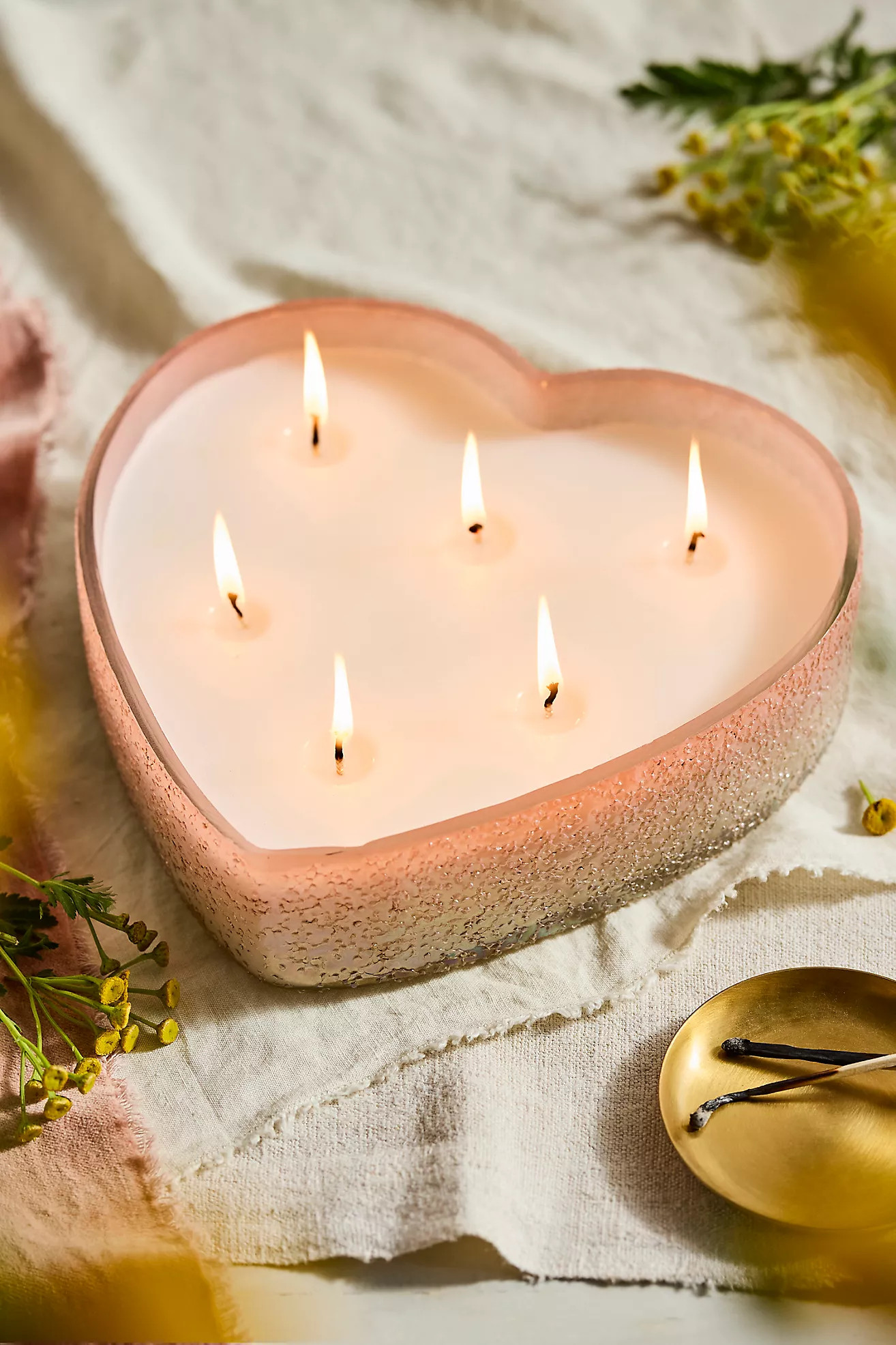 Bubble Glass Heart Candle, Peony Blush | Anthropologie (US)