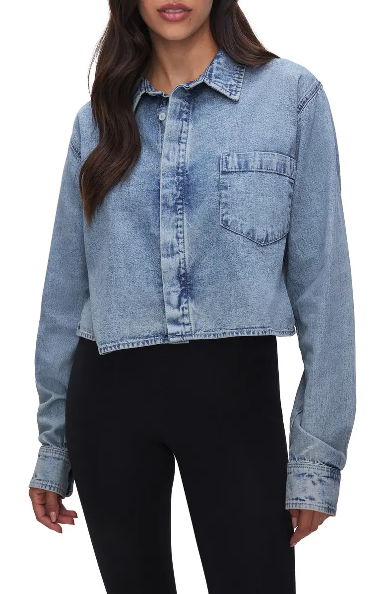 Good American Crop Denim Shirt | Nordstrom | Nordstrom