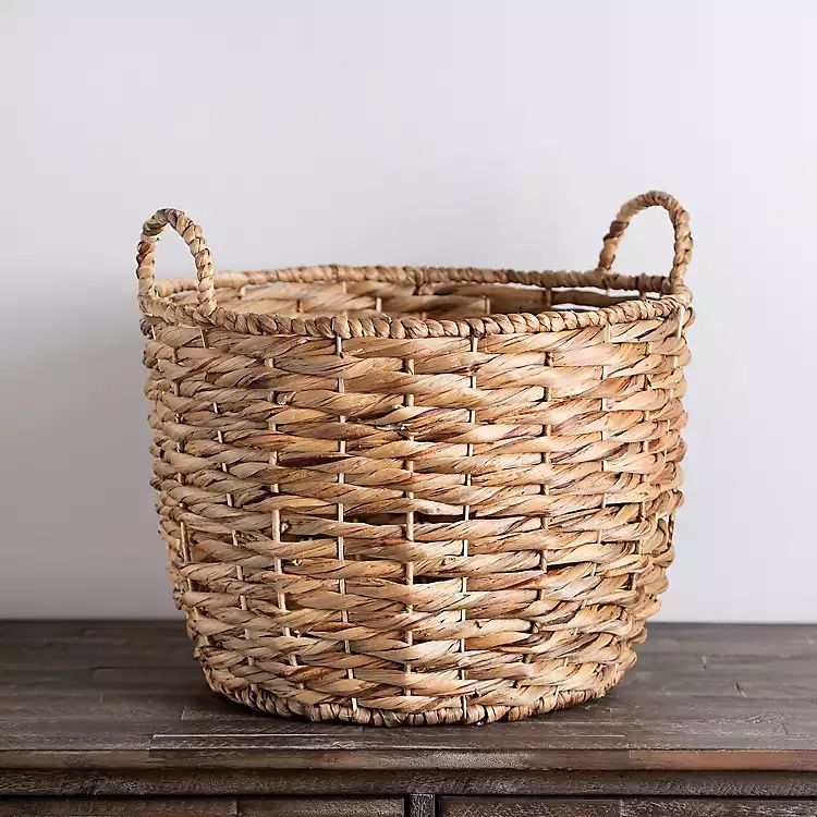 Round Natural Woven Water Hyacinth Basket | Kirkland's Home