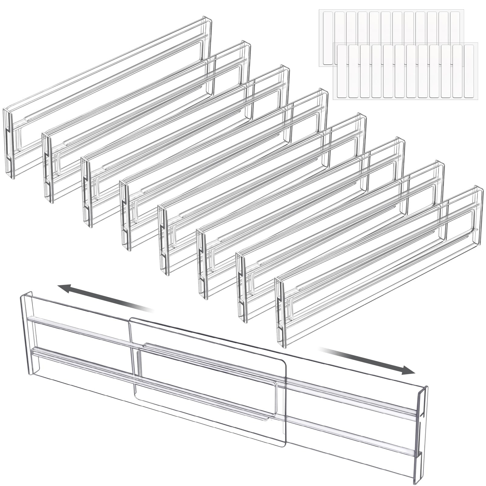 FAMKEEP Kunststoff Schubladentrenner Verstellbar,8 Stück Transparente Schubladenteiler,Schublade... | Amazon (DE)
