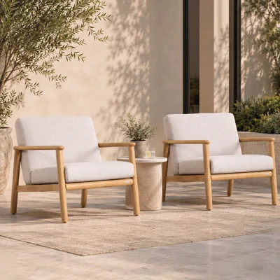 Outdoor Lounge Chairs with Cushions (Set of 2) | Wayfair North America