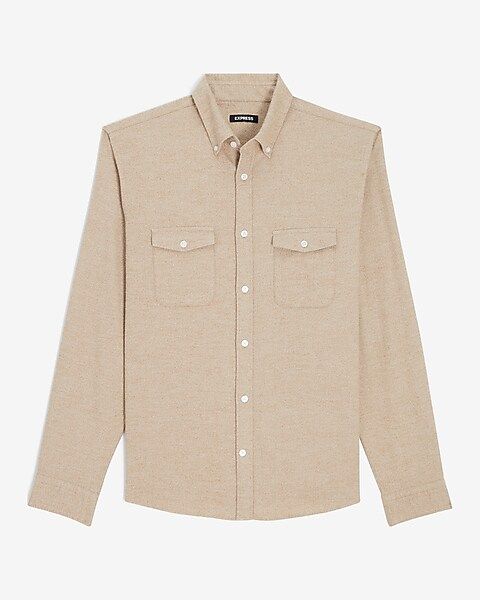Slim Solid Flannel Shirt | Express