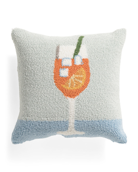 14x14 Aperol Spritz Hooked Pillow | TJ Maxx