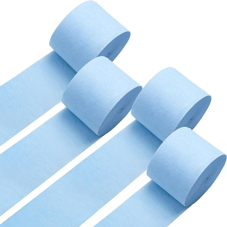 Powder Blue Crepe Paper Streamers 4 Rolls 328ft, Pack of Party Streamers for Party Decorations, C... | Amazon (US)