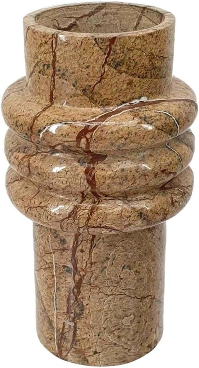 Natural Brown Marble Flower Vase Contemporary Accent Vase for Living Room Entryway Tabletop Cente... | Amazon (US)