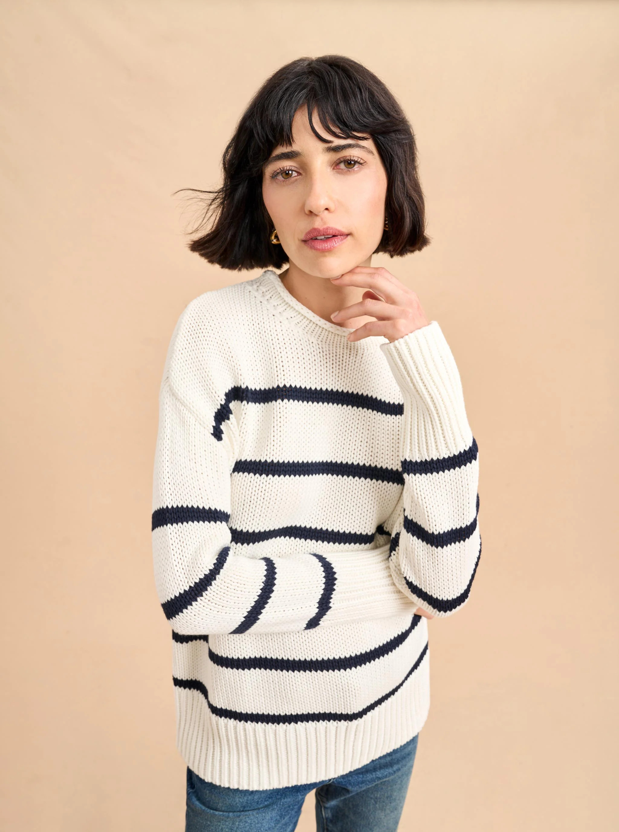 White/navy Marina Sweater Stripe | La Ligne | La Ligne