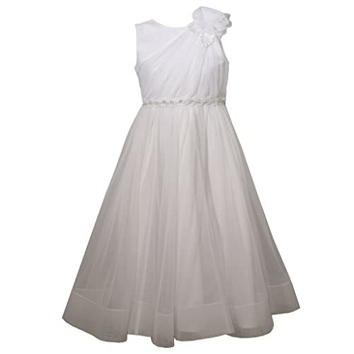 Bonnie Jean Girl's First Communion Dress with Shoulder Flower, White Flower, 7 | Amazon (US)