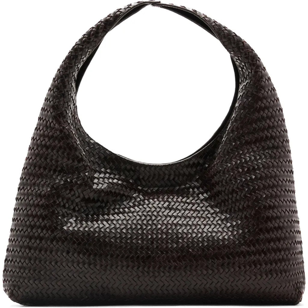 MANGO Braided Leather Shoulder Bag in Chocolate at Nordstrom | Nordstrom