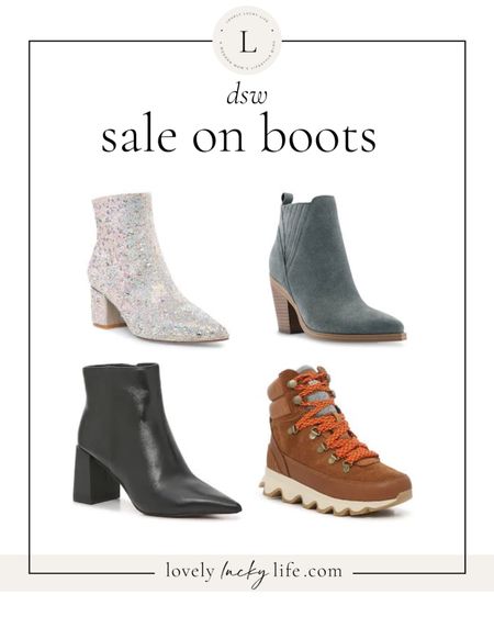get up to 70% off on boots at dsw, boot sale, dsw shoes, betsey johnson sparkle boots, marc fisher booties, sorel boots

#LTKsalealert #LTKshoecrush #LTKFind