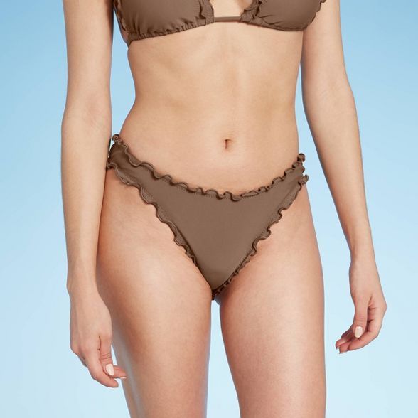 Women's Cheeky Ruffle Bikini Bottom - Shade & Shore™ Hot Chocolate Brown | Target