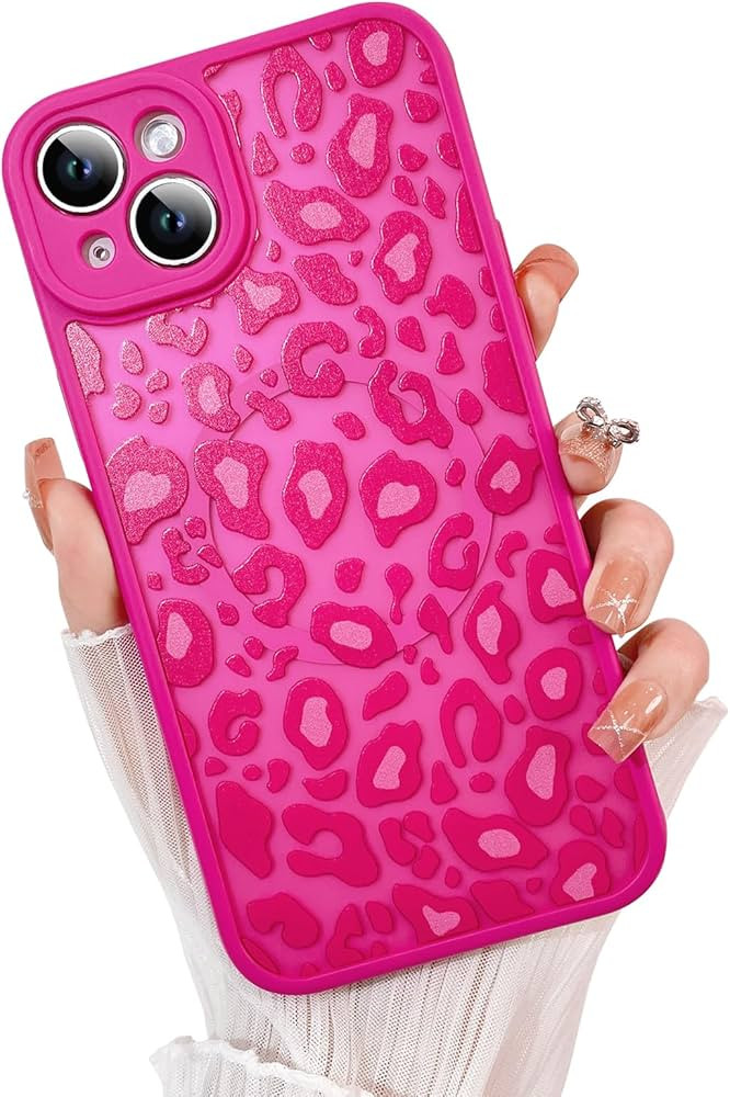KANGHAR Case for iPhone 15 Plus Hot Pink Leopard Printed Pattern Cute Cheetah [Compatible with Ma... | Amazon (US)