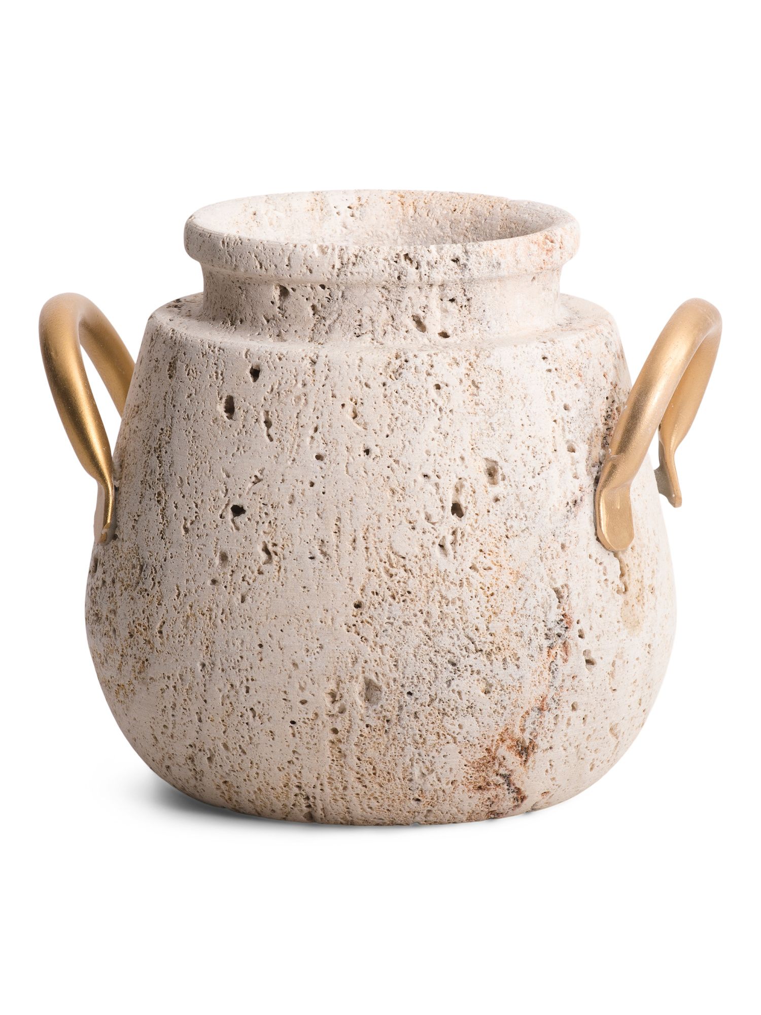 8in Travertine Stone Vase With Handles | TJ Maxx
