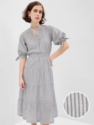 Popover Metallic Stripe Midi Dress | Gap (US)