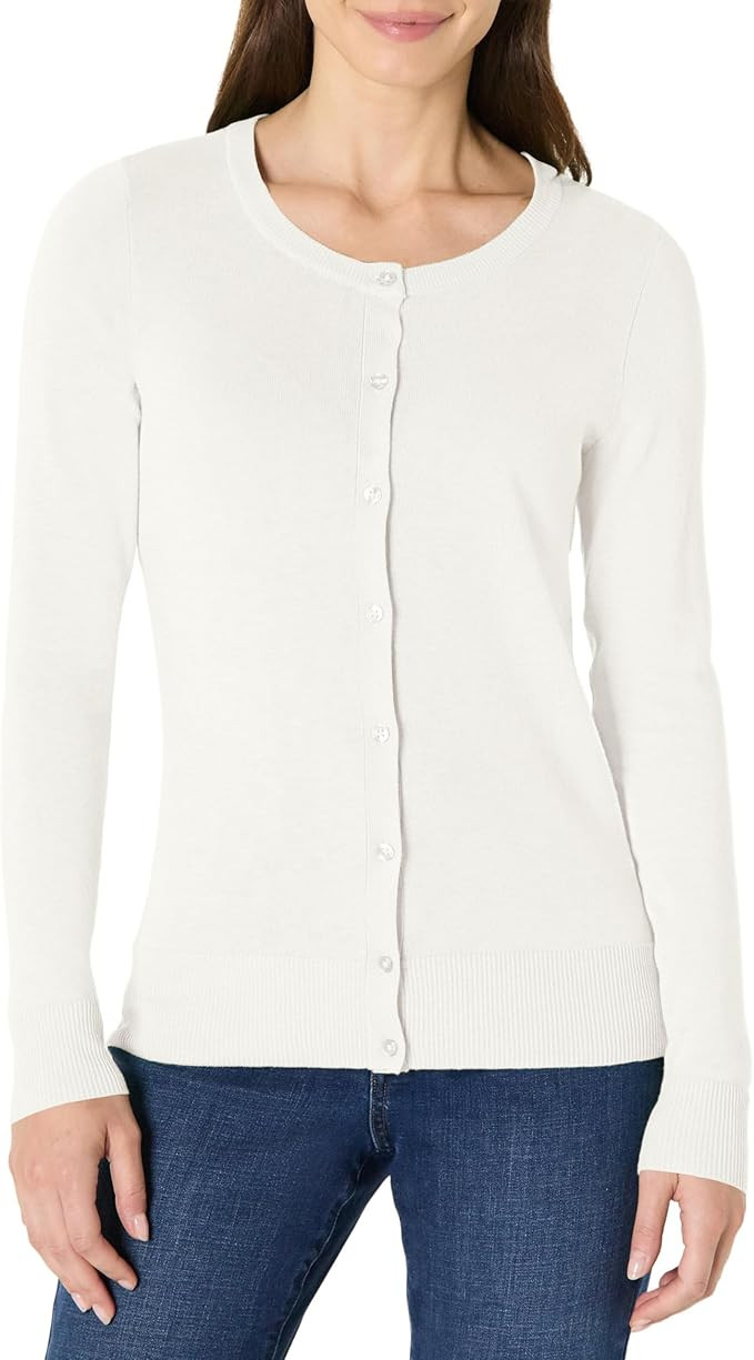 Amazon Essentials Women's Lightweight Crewneck Cardigan Sweater (Available in Plus Size) | Amazon (US)