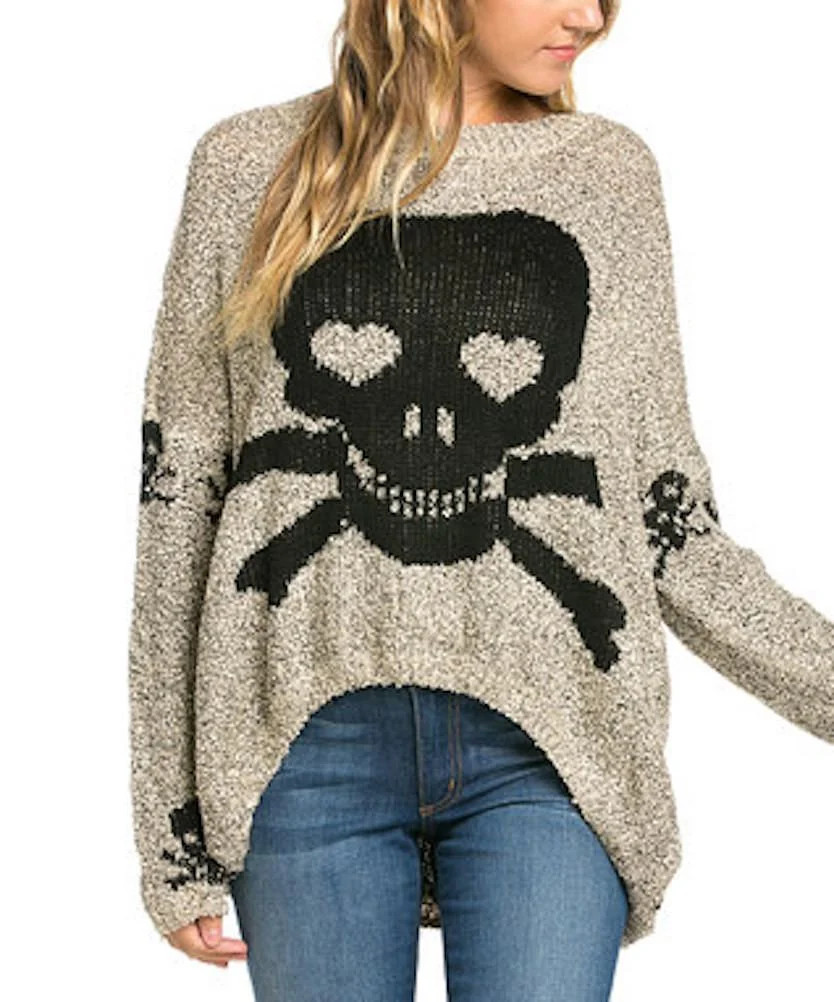 Grey Skull sweater with a Shark Bite Hem | Walmart (US)