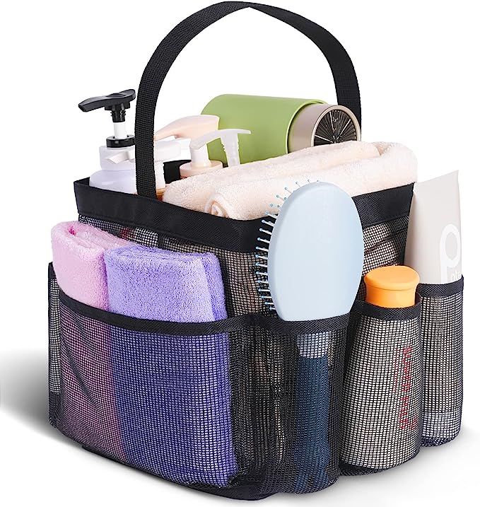 Mesh Shower Caddy Basket for College Dorm Room Essentials,Portable Shower Caddy Dorm with 8-Pocke... | Amazon (US)