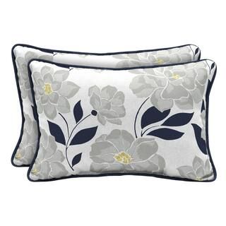 13 in. 20 in. Flower Show Lumbar Outdoor Throw Pillow (2-Pack) | The Home Depot