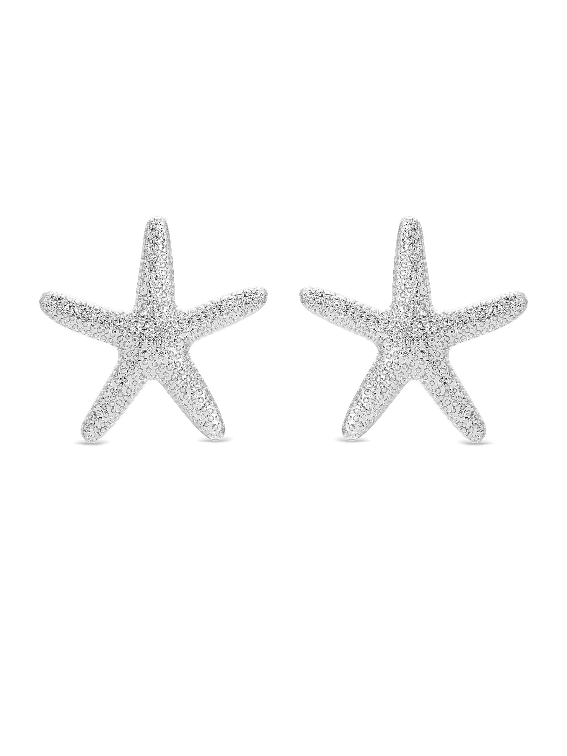 Statement Starfish Stud Earrings - Silver Plated / One Size | Ettika