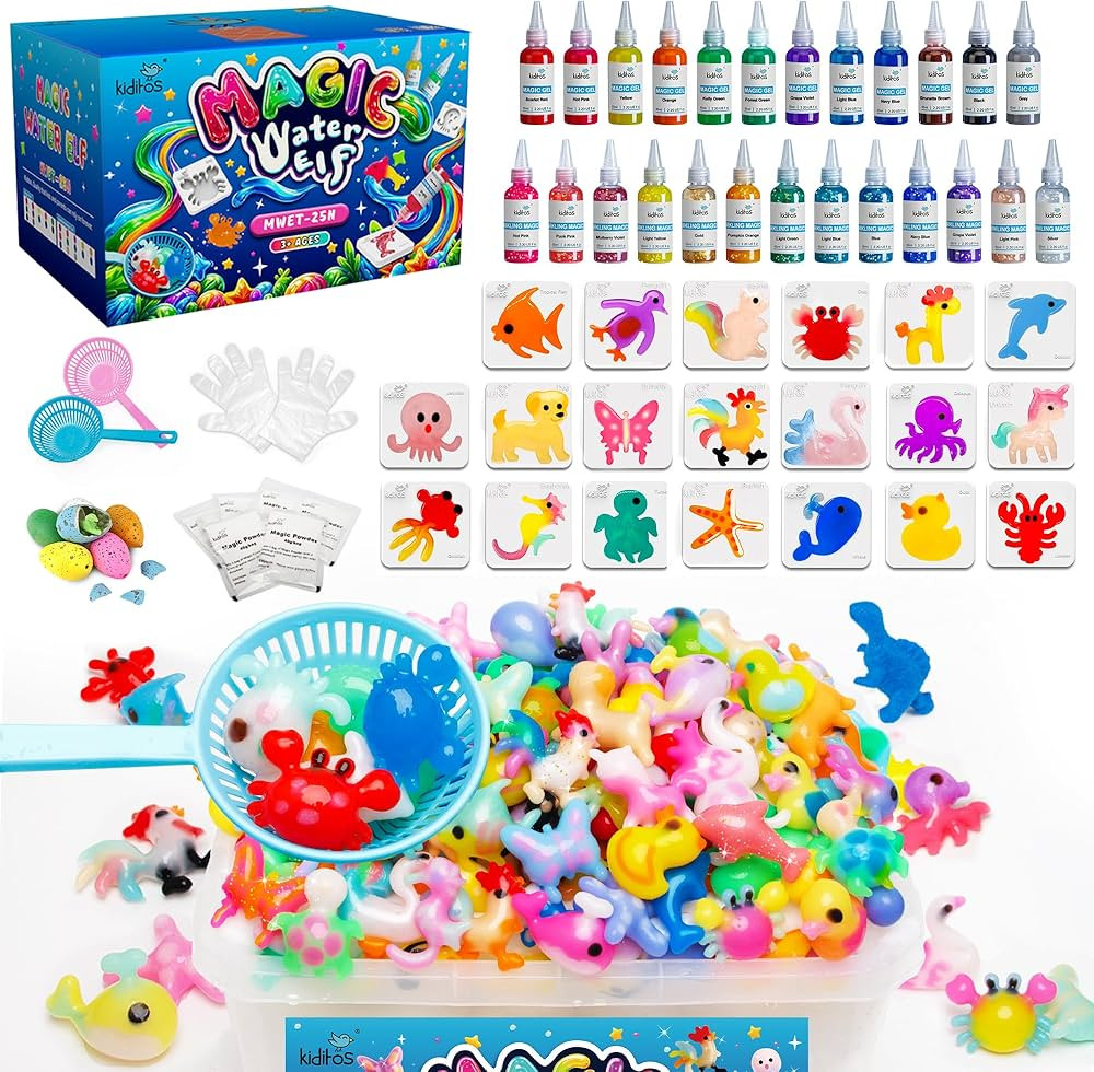 Magic Water Elf Toy Kit, Aqua Fairy Water Gel Kit with 25 Magic Gels, 20 Animal Molds. Christmas ... | Amazon (US)