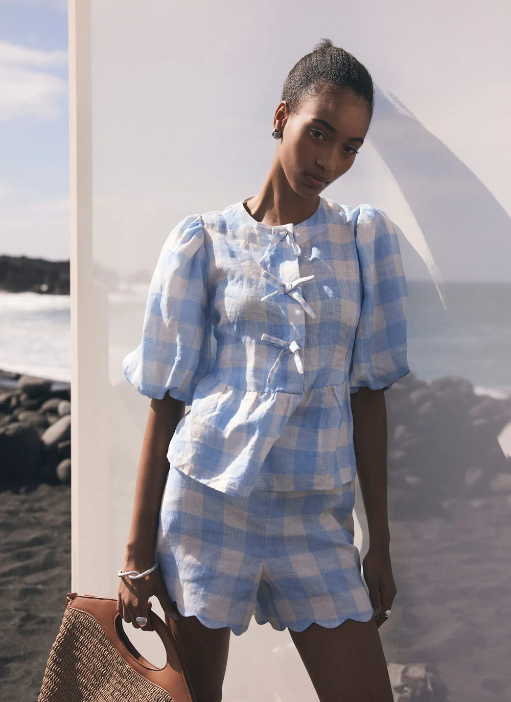 Blue Gingham Linen Top | Mint Velvet