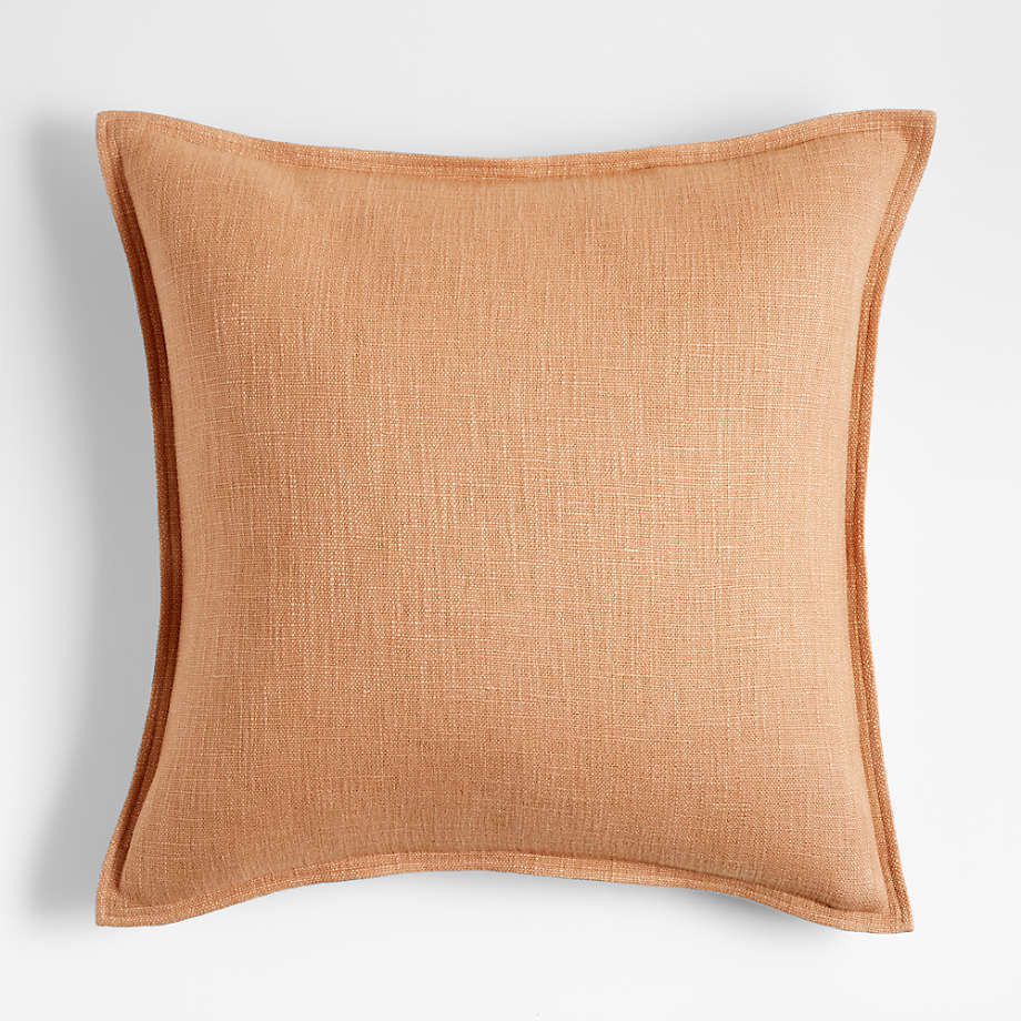 Taupe 20"x20" Square Laundered Linen Decorative Throw Pillow with Feather-Down Insert + Reviews |... | Crate & Barrel