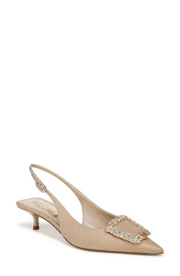 Sam Edelman Kaitlyn Slingback Pointed Toe Kitten Heel Pump in Ecru at Nordstrom Rack, Size 6 | Nordstrom Rack
