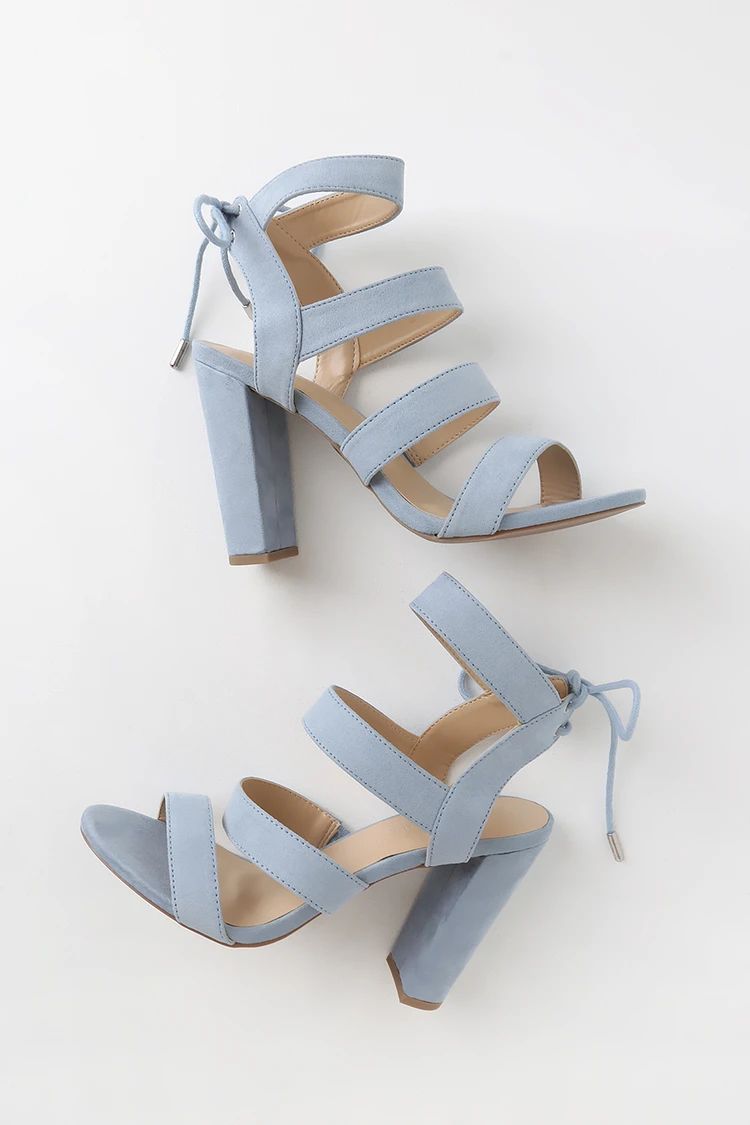 Marlena Blue Grey Suede Caged Lace-Up Heels | Lulus (US)