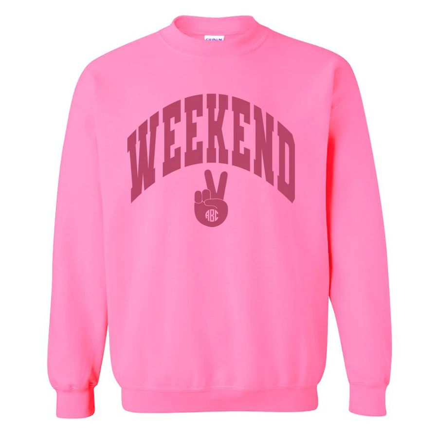 Monogrammed 'Weekend' Neon Crewneck Sweatshirt | United Monograms
