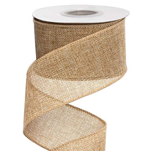 Ribbli Burlap Wired Ribbon,2-1/2 Inch x 10 Yard,Natural,Solid Wired Edge Ribbon for Big Bow,Wreath,Tree Decoration,Outdoor Decoration | Amazon (US)