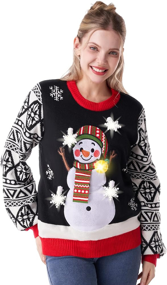 JOYIN Light Up Ugly Christmas Sweater Women 2024, Funny Christmas Ugly Sweater with Light Bulbs, ... | Amazon (US)