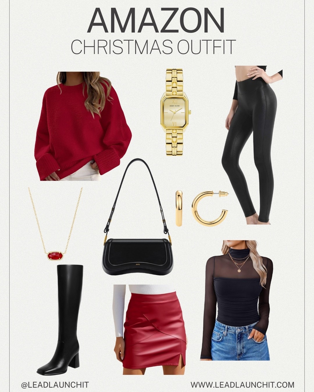 🎄 Amazon Christmas Outfit = DONE 🎄
This entire look is giving effortless, elevated & festive ✨
Perfect for holiday parties, family photos, date nights, or last-minute plans.

✔️ cozy red sweater
✔️ flattering leggings / skirt options
✔️ sleek boots
✔️ chic black bag + gold accessories

👉 Everything is linked in my LTK + Amazon Storefront
Trust me… these pieces sell out FAST this time of year 🛒🔥

#AmazonFinds#AmazonFashion#ChristmasOutfit#HolidayStyle#AmazonOutfit