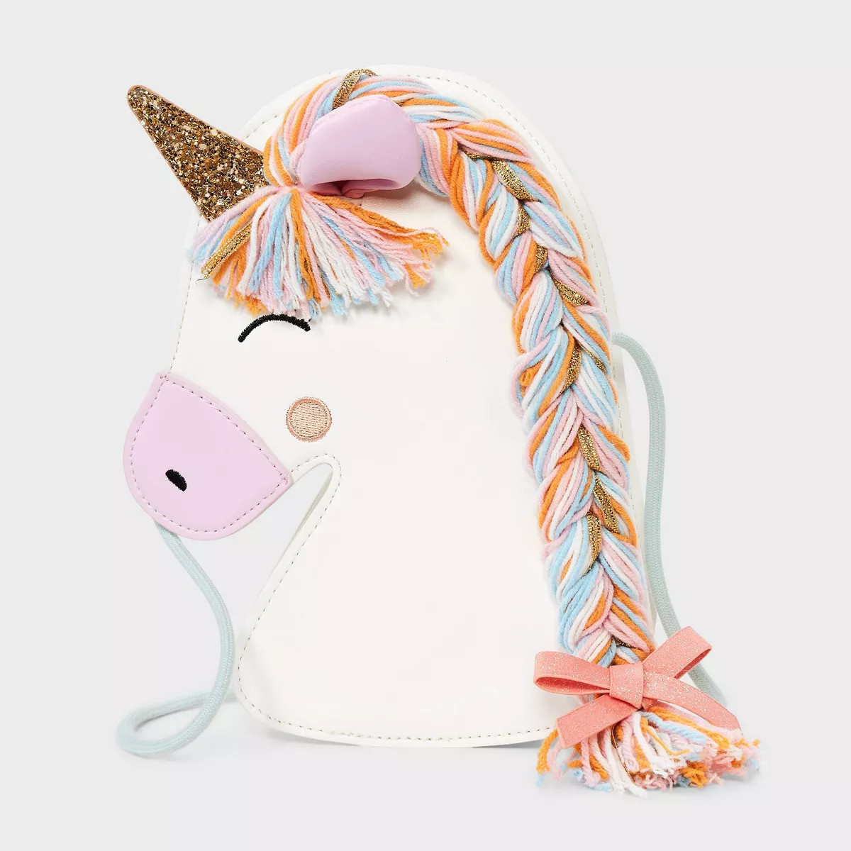 Girls' Unicorn Shaped with Braided Mane Crossbody Bag - Cat & Jack™️ White | Target