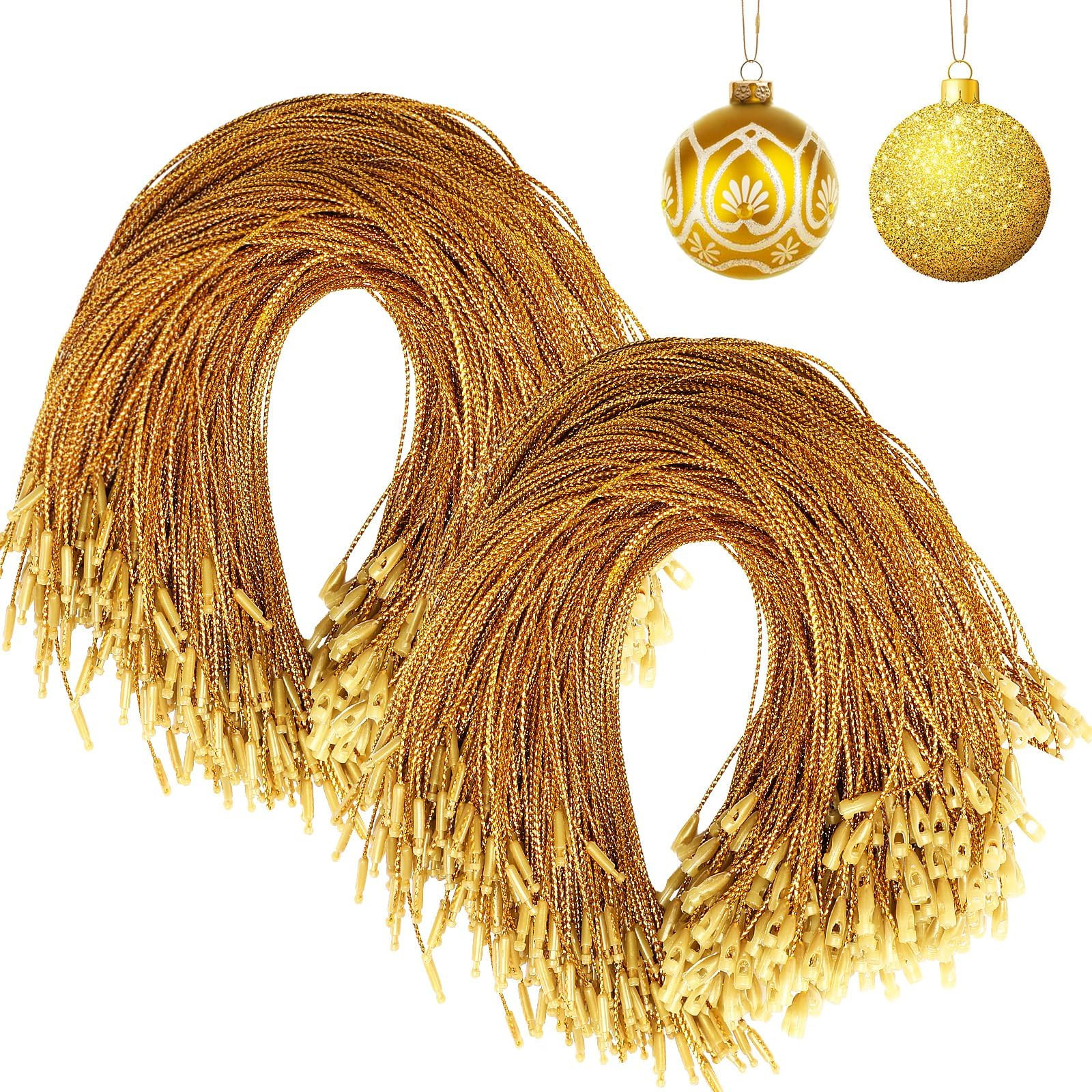 JUNEBRUSHS 600Pcs Christmas Ornament Hooks, Ornament Hangers with Snap Ornament String for Christ... | Amazon (US)