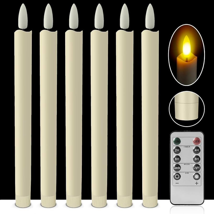 Flameless Ivory Taper Candles Flickering With 10-Key Remote, Window Candles Battery Operated 9.8"... | Amazon (US)