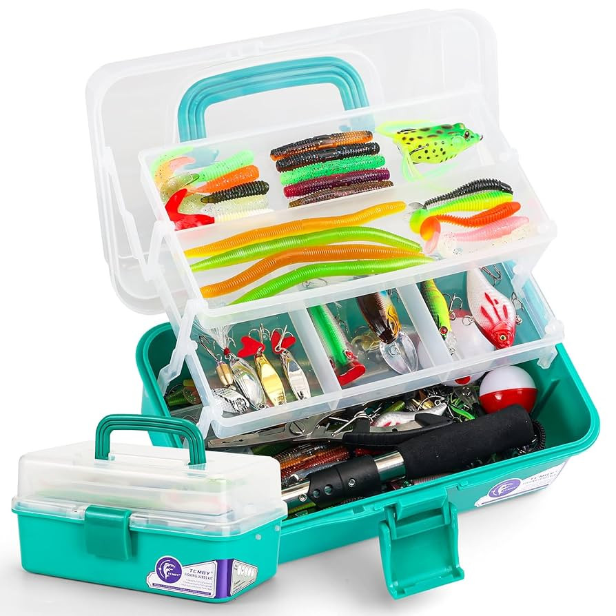 3 Layers Tackle Box with Tackle Included, 321Pcs Fishing Lures Kit Contains Pliers, Crankbait, Ho... | Amazon (US)