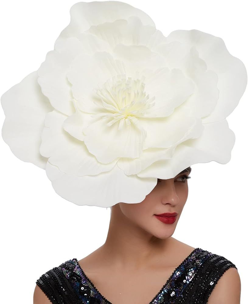 Fascinators for Women Church Derby Hat Organza Cocktail Tea Party Large Flower Flamboyant Headban... | Amazon (US)
