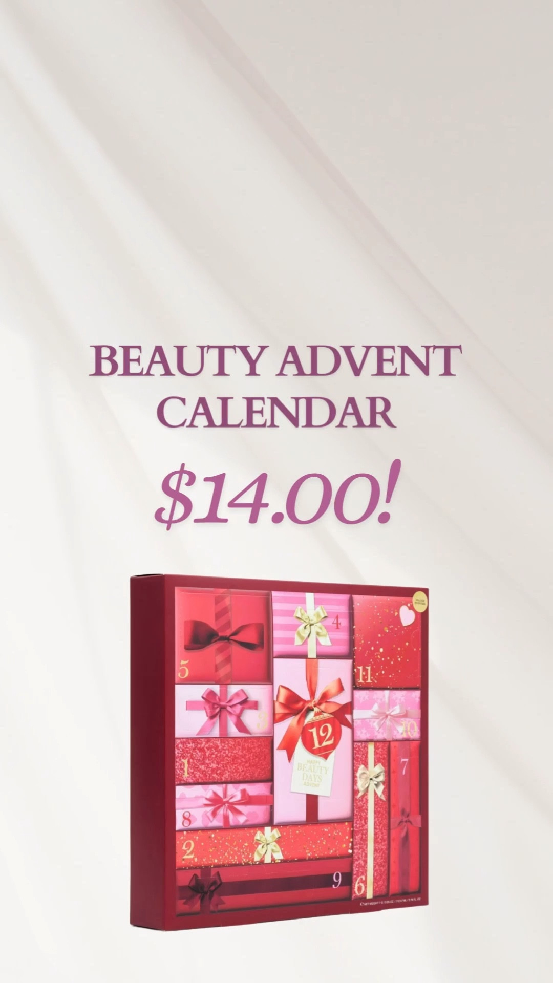 Beauty Advent Calendar, perfect for teens of tweens! Only $14 regular price $20

What’s Inside:
E.l.f. Cosmetics Power Grip Primer – 0.5 fl. oz
E.l.f. Cosmetics Suntouchable Whoa Glow SPF 30 in Sunbeam (Full Size) – 1.69 fl. oz
E.l.f. Cosmetics Halo Glow Blush Beauty Wand in Candlelit (Full Size) – 0.33 fl. oz
E.l.f. Cosmetics Lash XTND Mascara in Soft Black (Full Size) – 0.25 oz
Physicians Formula Murumuru Butter Mini Butter Glow Liquid Bronzer in Bronze – 0.2 fl. oz
Sally Hansen Insta-Dri Nail Color in Surprise Shade! (Full Size) – 0.31 fl. oz
L’Oreal Paris True Match Lumi Glotion Natural Glow Enhancer in Medium Glow 903 – 0.33 fl. oz
Revlon Glimmer Lip Oil in Rose (Full Size) – 0.13 fl. oz
Lumify Redness Reliever Eye Drops (Full Size) – 0.08 fl. oz
Wet n Wild Mega Length or Mega Volume Mascara – Surprise Shade! – 0.21 fl. oz
Bow Suction Smartphone Mount
Lip Ornament
Why You’ll Love It:
12 curated beauty surprises from top-rated brands
A mix of skincare, makeup, and accessories
Includes full-size and deluxe favorites
Perfect for gifting or a little festive self-love
Packaged for holiday joy — limited edition!
Description

12 Days of Beauty Advent
Unwrap 12 days of festive beauty with this limited-edition advent calendar filled with must-haves from your favorite drugstore brands. From glowy skin and luscious lips to bold lashes and holiday-ready nails, each day delivers a new reason to feel fabulous. Valued over $86.

#LTKHoliday #LTKselfcare #LTKGiftGuide