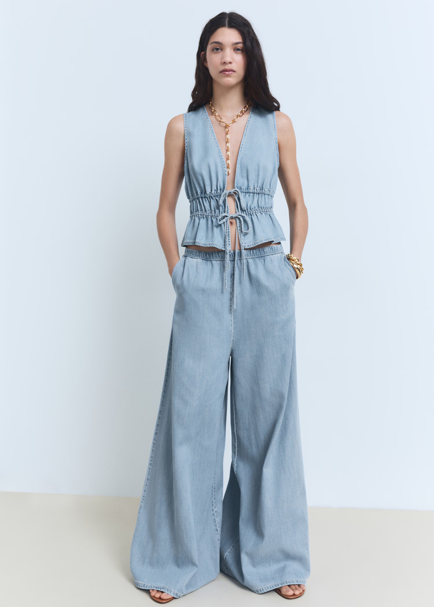 Lyocell palazzo pants - Women | MANGO USA | Mango (US/MX/AU)