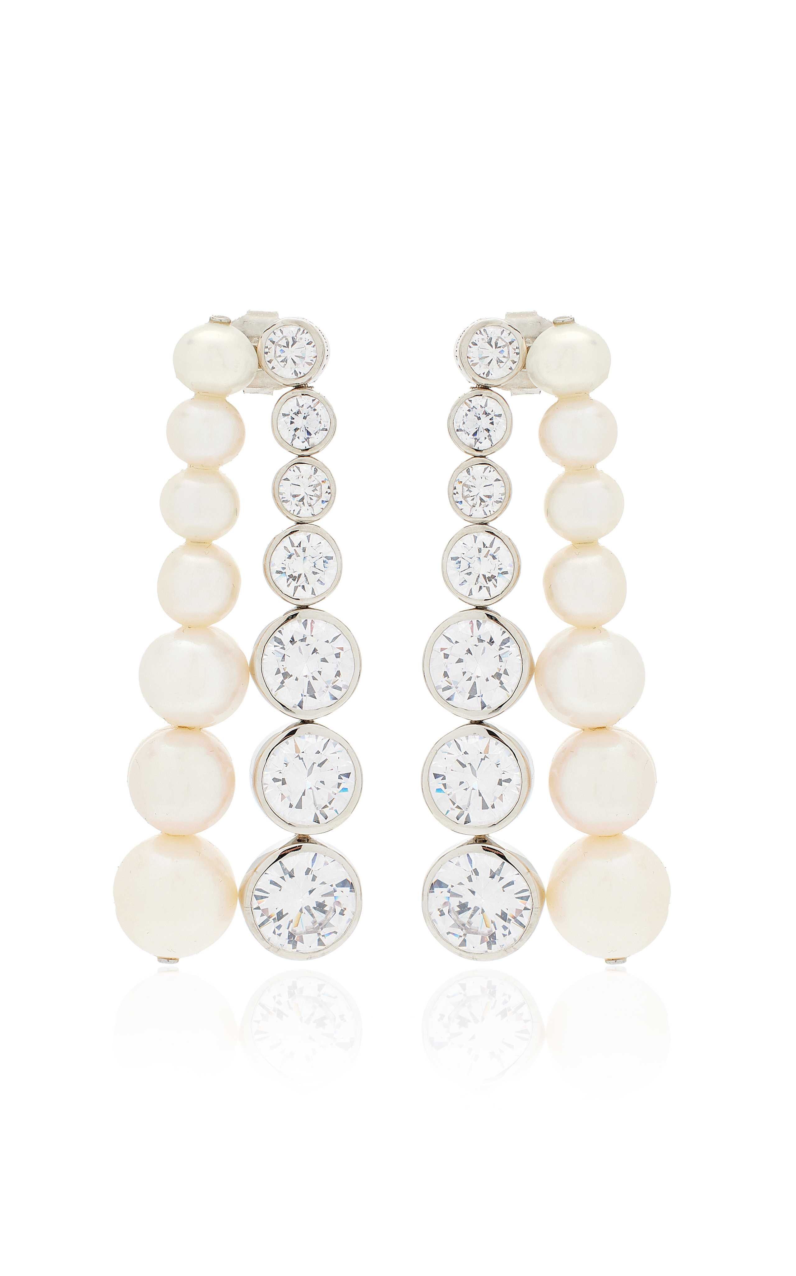 Sterling Silver Crystal, Pearl Drop Earrings | Moda Operandi (Global)