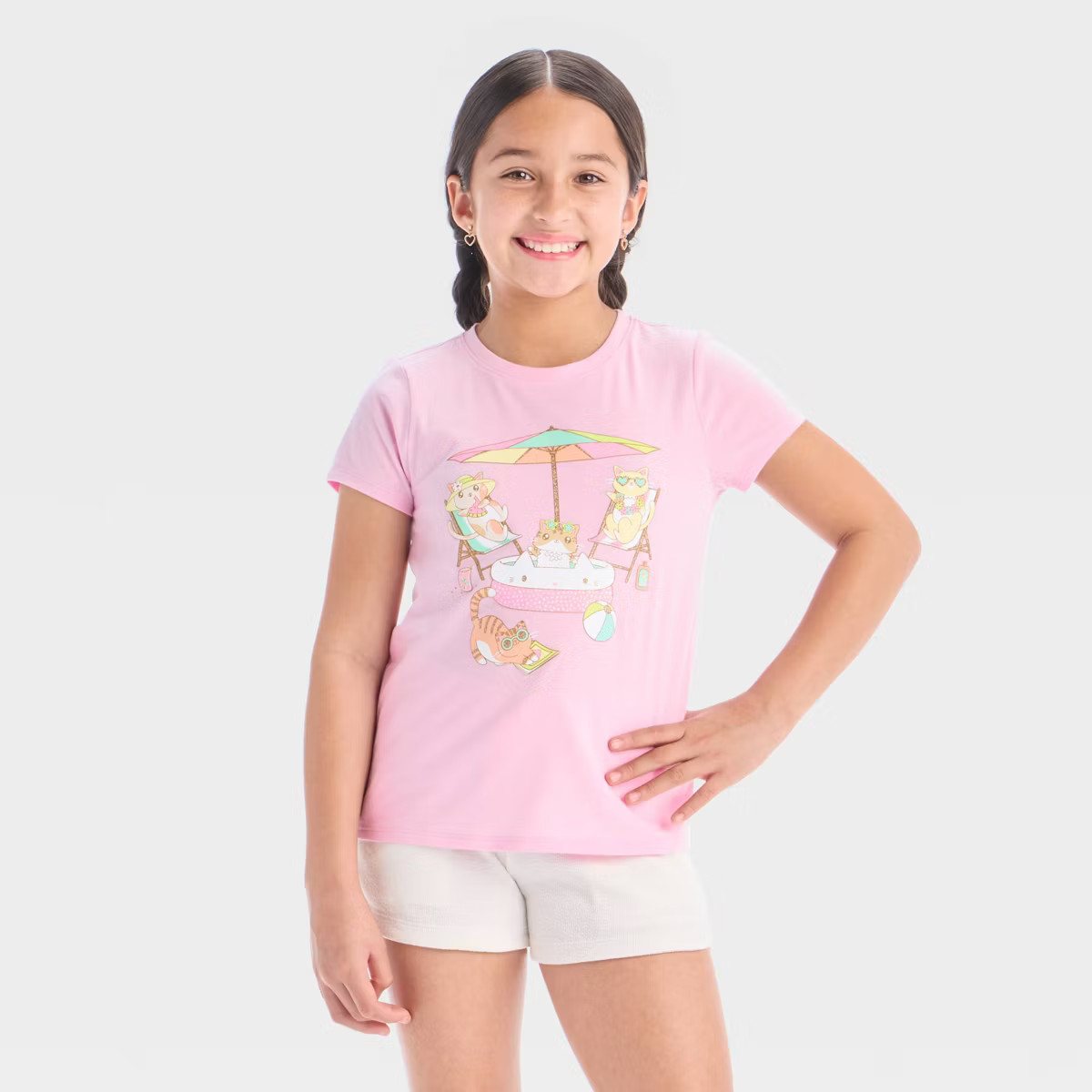 Girls' Short Sleeve Beach Party Graphic T-Shirt - Cat & Jack™ Light Purple | Target