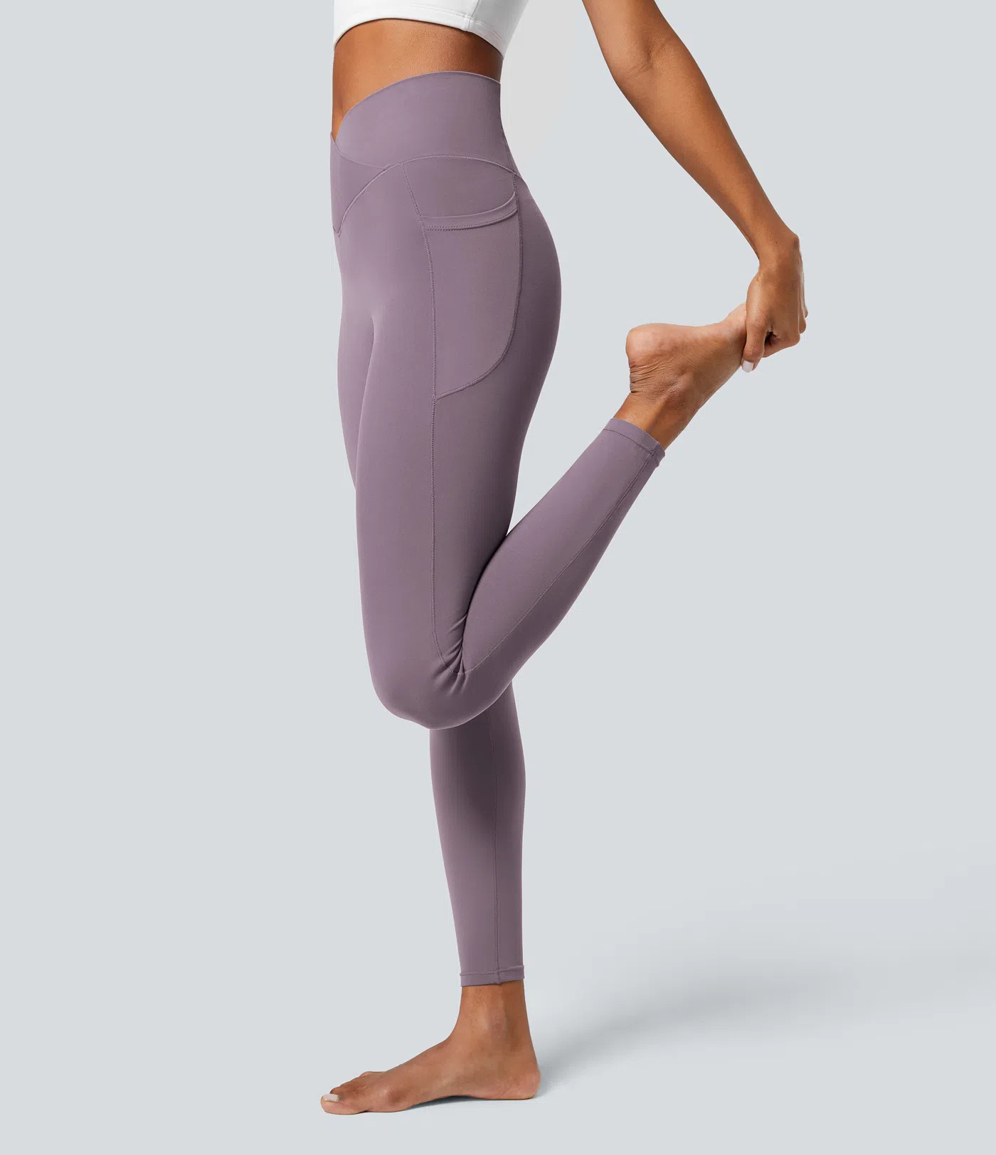 SoftlyZero™ Crossover Pocket Plain Leggings-UPF50+ | HALARA