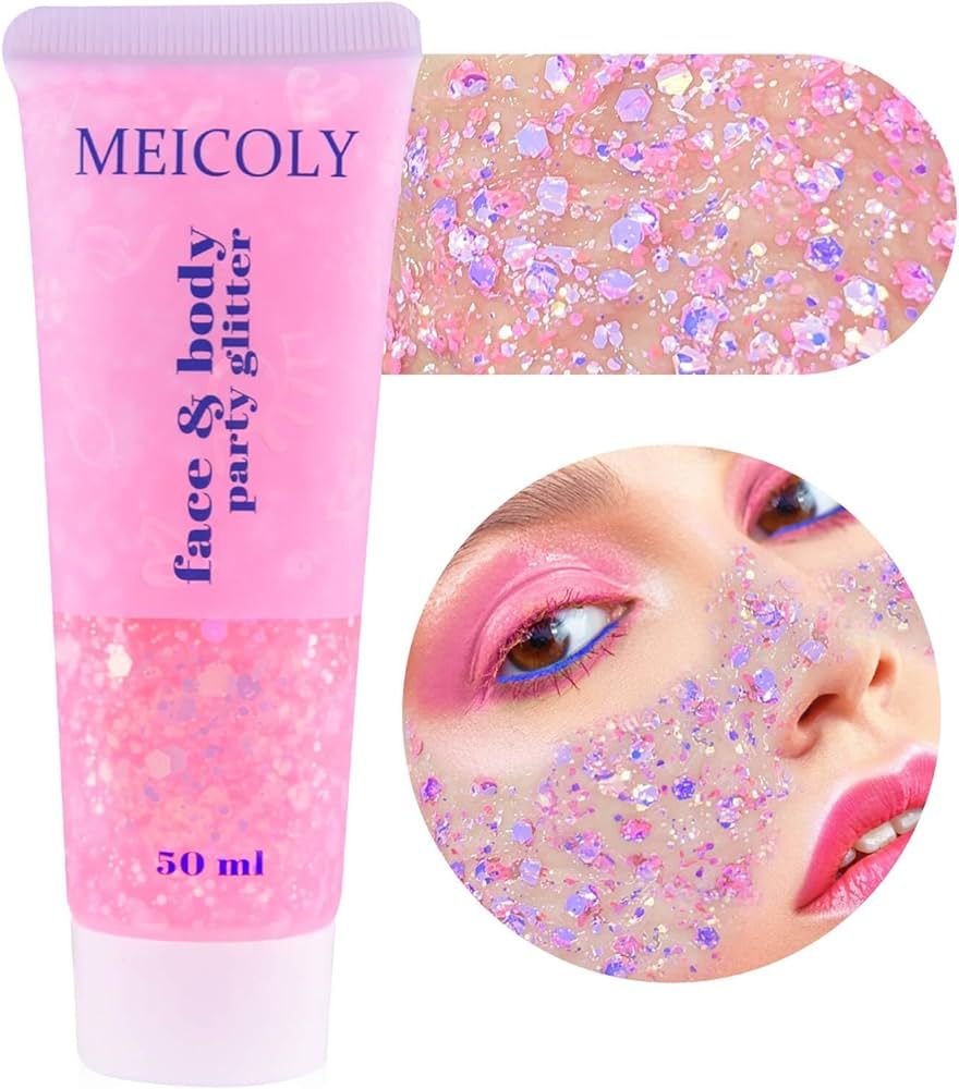 MEICOLY Chameleon Light Pink Body Glitter,Chunky Face Glitter Paint,Color Changing Mermaid Face G... | Amazon (US)