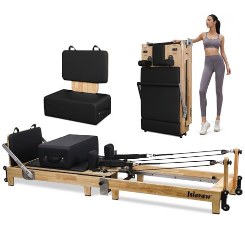 Pilates Reformer,Wooden Foldable Pilates Reformer Machine,Pilates Reformer Machine, Pilates Reformer Set,Pilates Equipment with Sitting Box,Jump Board and Accessories(oaken Wood) | Amazon (US)