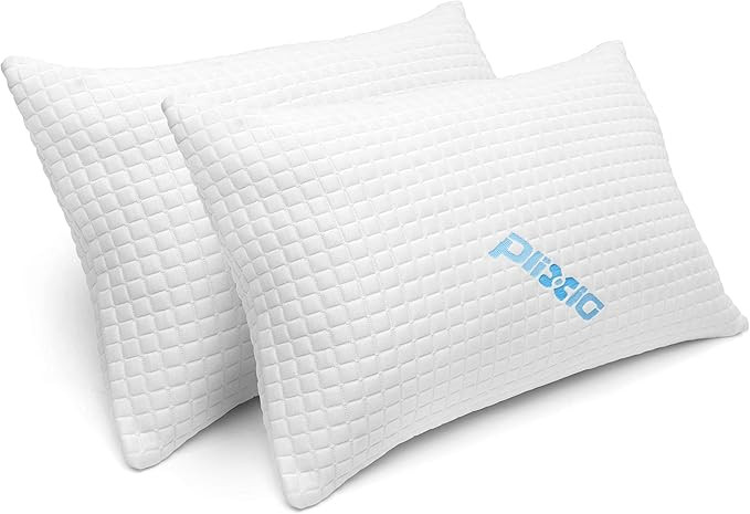 2 Pack Shredded Memory Foam Bed Pillows for Sleeping - Bamboo Cooling Hypoallergenic Sleep Pillow... | Amazon (US)