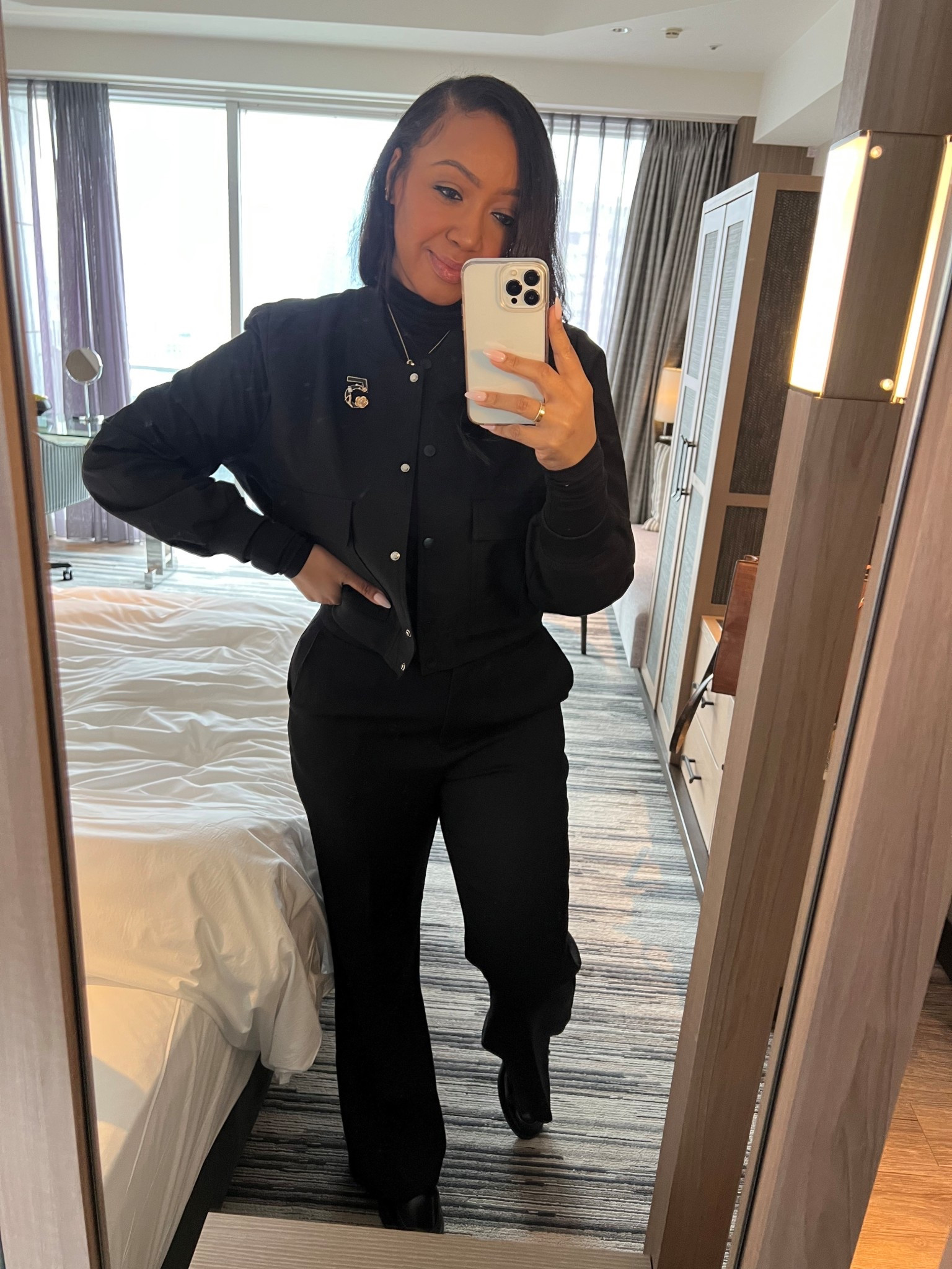 One of my fav work fits for sure! Business casual and comfy too! Wearing a Large in this jacket and Medium in the turtleneck. Pants are a 12 and give after a while since they are a linen blend. Pretty TTS.

#LTKTravel #LTKWorkwear #LTKTall
