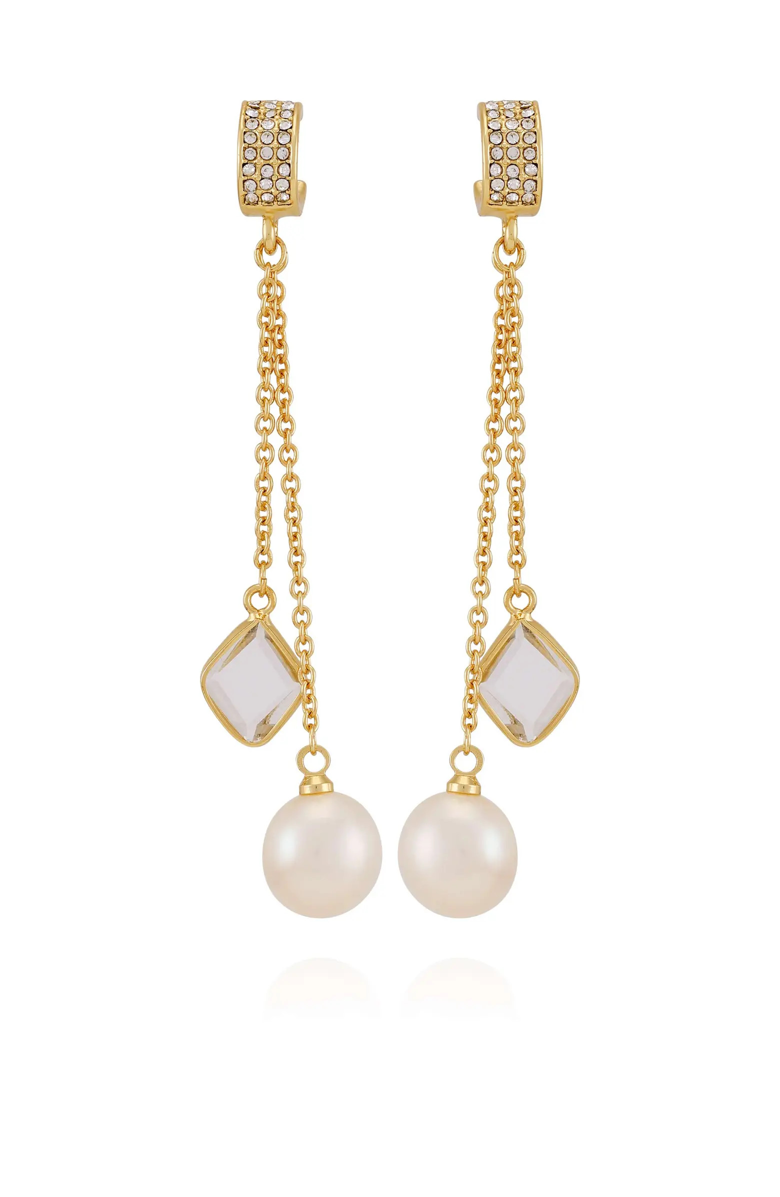Vince Camuto Dangle Earrings with Freshwater Pearl Crystal Drop | Nordstrom | Nordstrom