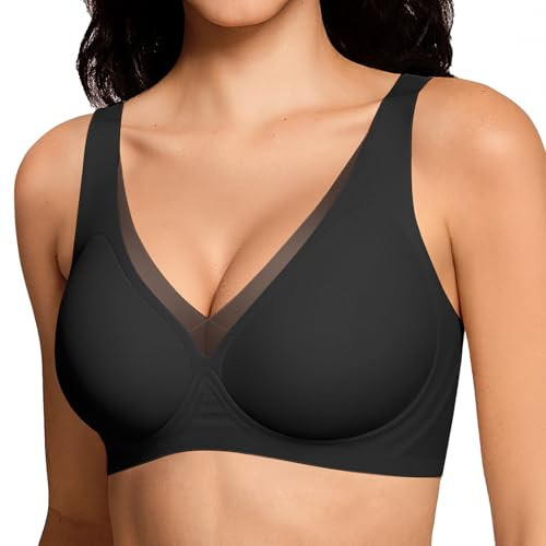 LetsJoli Wireless Jelly Bras for Women No Underwire Seamless Push Up Comfortable Tshirt Bralettes Everyday Bra(Black,2XL) | Amazon (US)